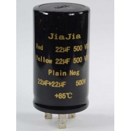 Condensatore elettrolitico multiplo da 22 + 22 uF da 500 V