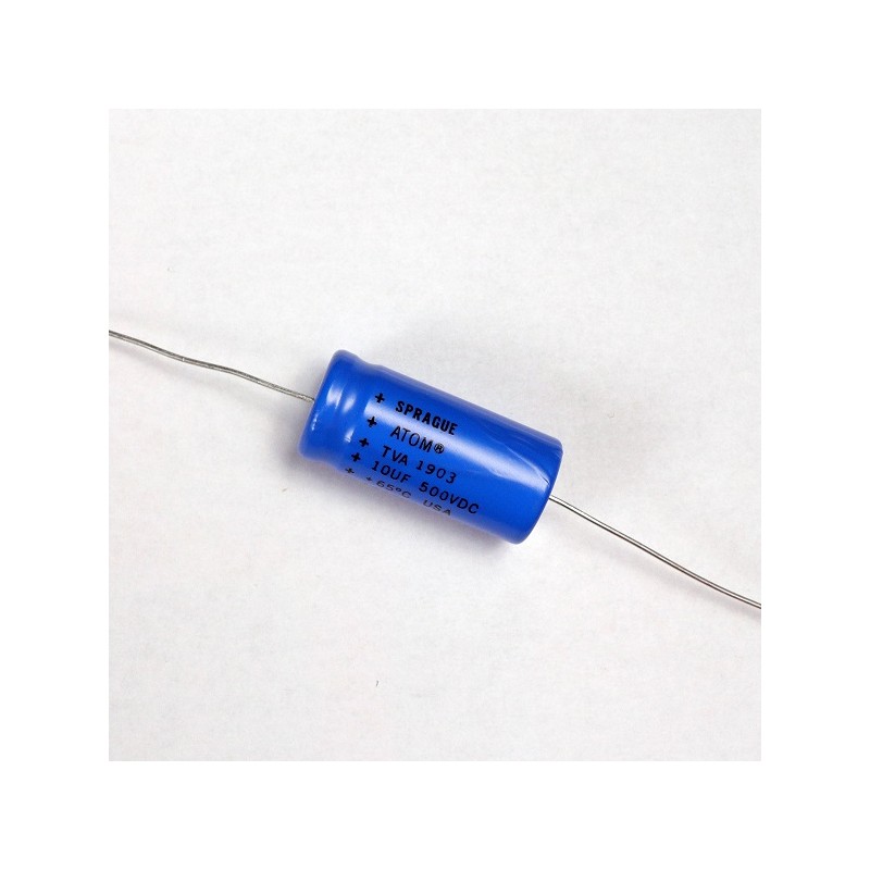 Condensatore elettrolitico orizzontale da 10 uF 150 V Sprague Atom