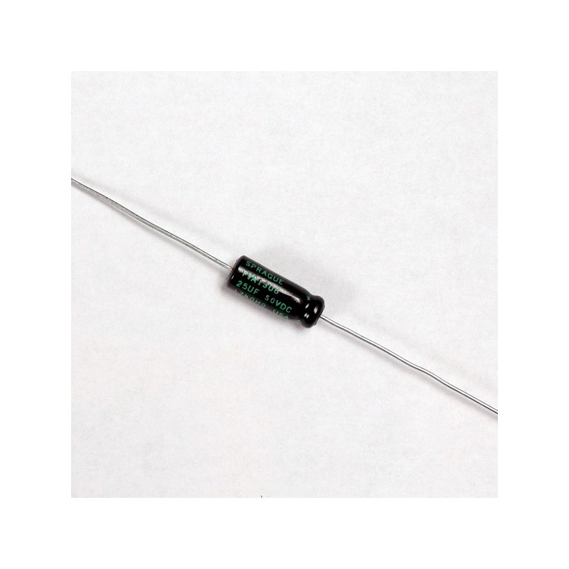 Condensatore elettrolitico orizzontale da 25 uF 50 V Sprague Atom